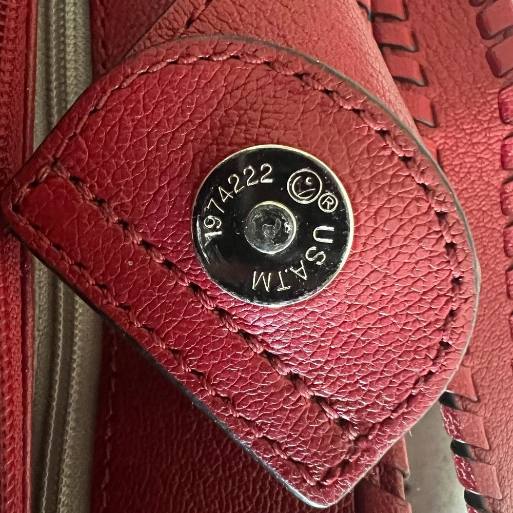 Michael Kors Hamilton Whipped Tote Satchel Red Leather Purse Bag Handbag